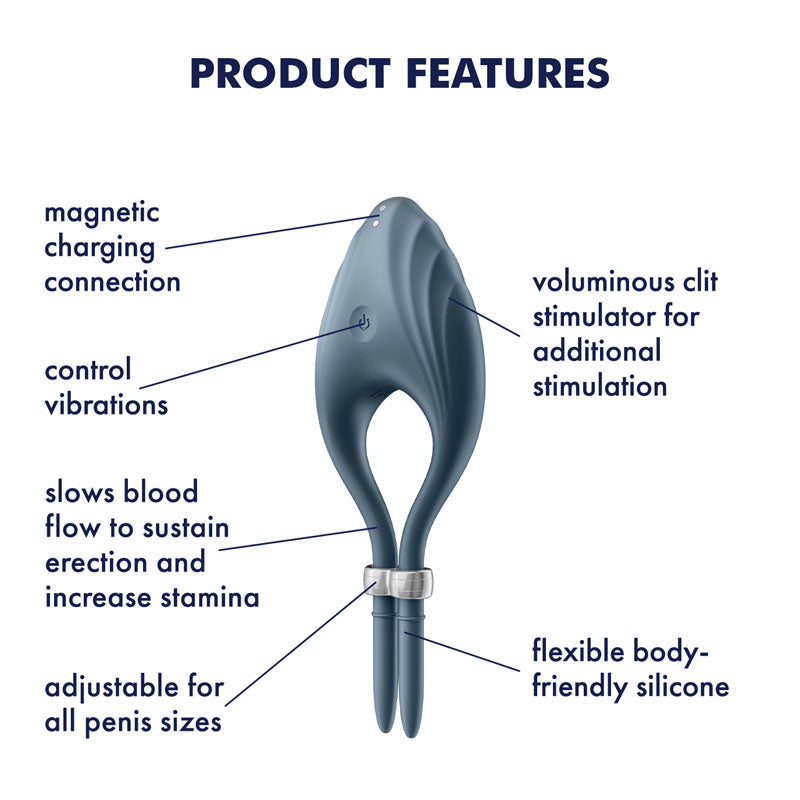 Satisfyer Duelist - Dark  Vibrating Adjustable Lasso Cock Ring