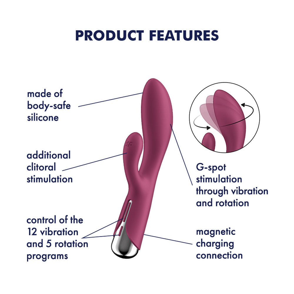 Satisfyer Spinning Rabbit 1 -  -  20 cm USB Rechargeable Rotating Rabbit Vibrator