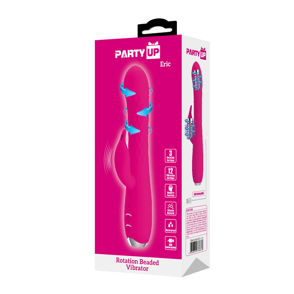 Party Up ERIC Rotating Beads Vibrator -  -  20.5 cm USB Rechargeable Rabbit Vibrator with Rotating Bead Shaft