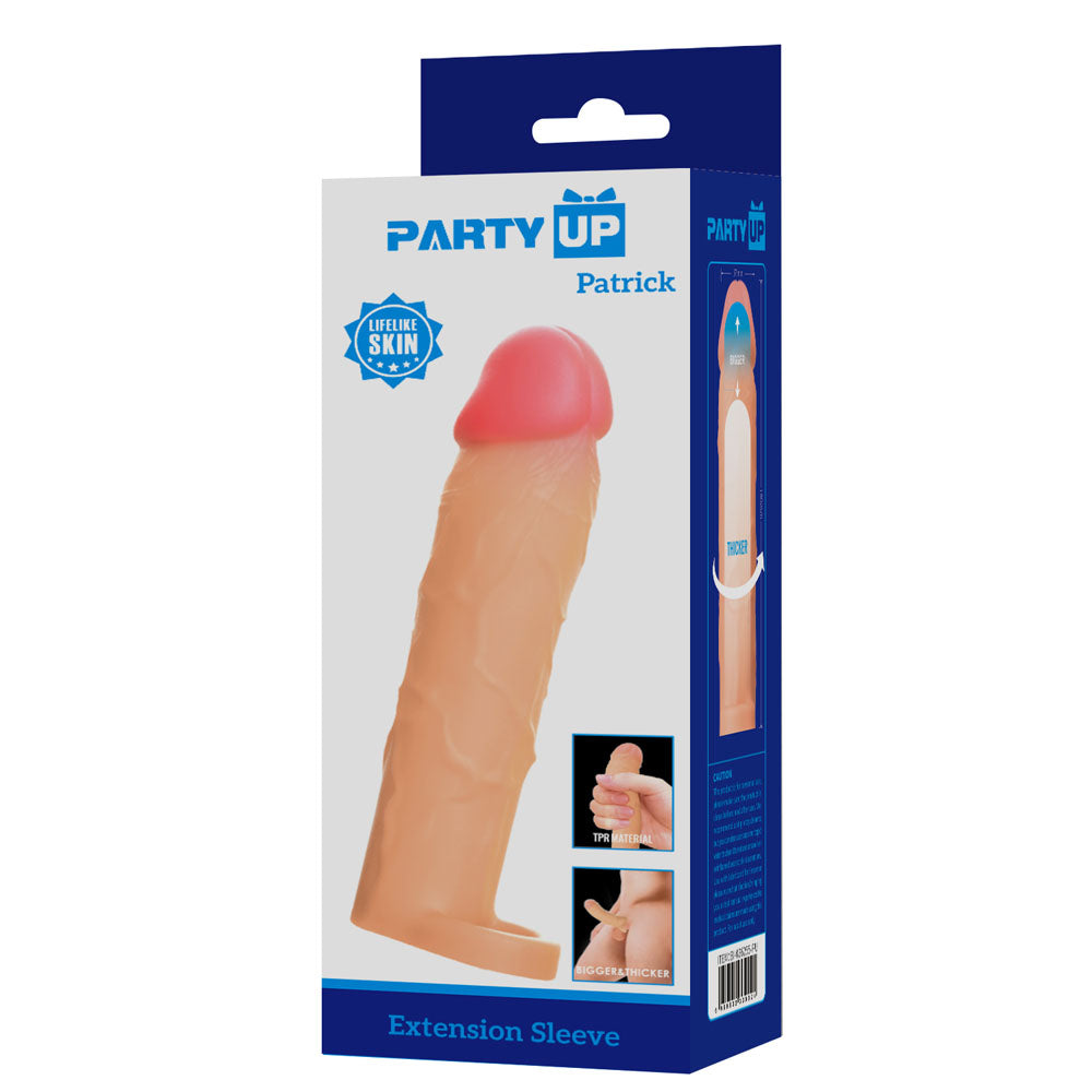 Party Up PATRICK 2 Inch Extender Sleeve -  2 Inch Penis Extender Sleeve with Ball Strap
