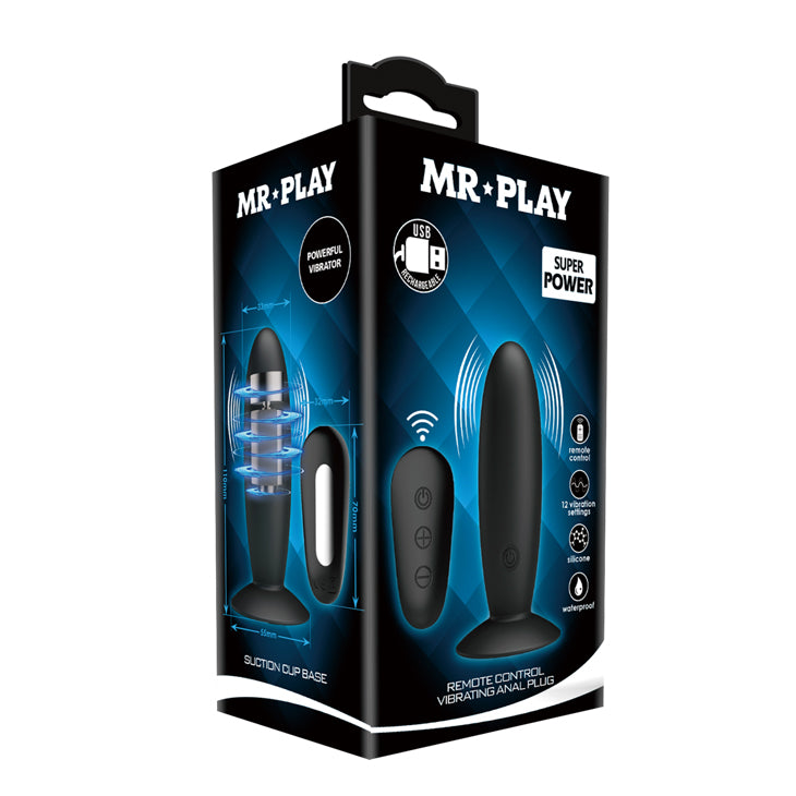 MR PLAY Remote Control Vibrating Anal Plug -  USB Rechargeable Vibrating Butt Plug with Wireless Remote