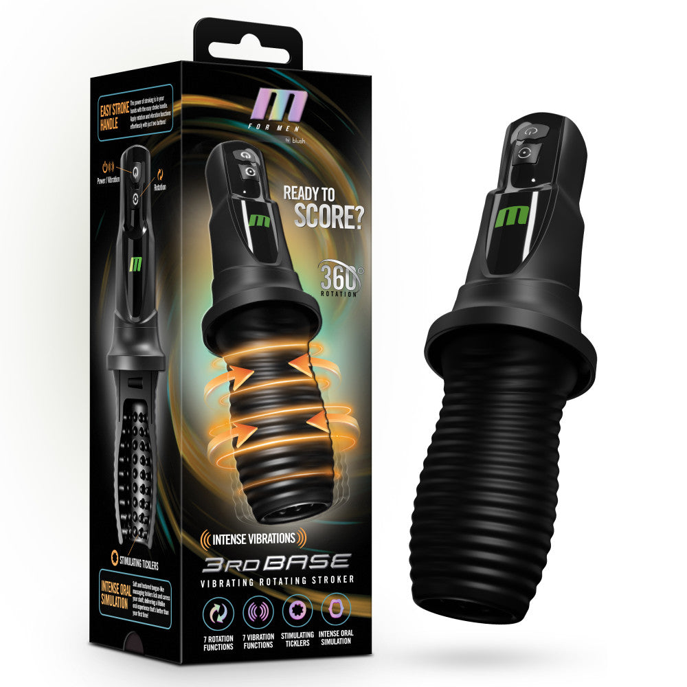 M For Men - 3rd Base -  USB Rechargeable Vibrating & Rotating Auto Stroker