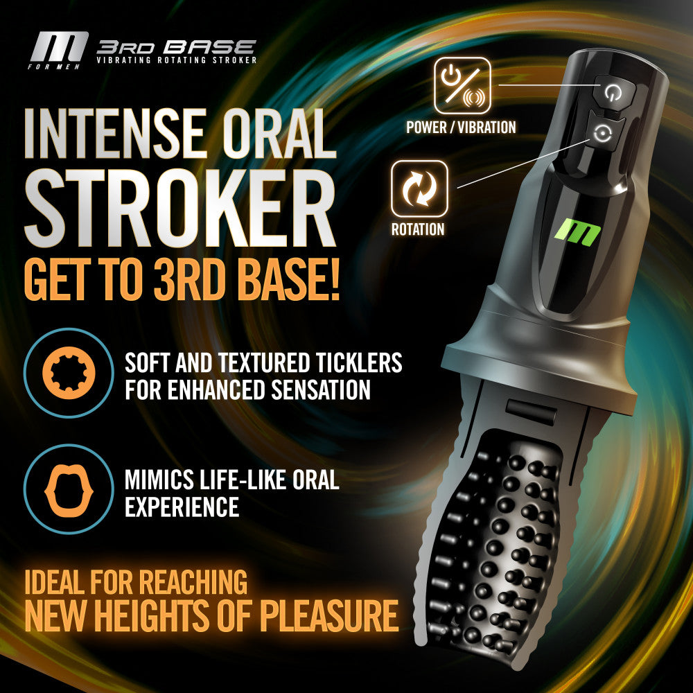 M For Men - 3rd Base -  USB Rechargeable Vibrating & Rotating Auto Stroker