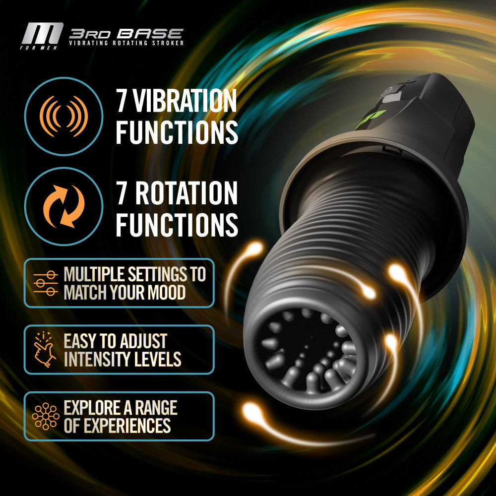 M For Men - 3rd Base -  USB Rechargeable Vibrating & Rotating Auto Stroker
