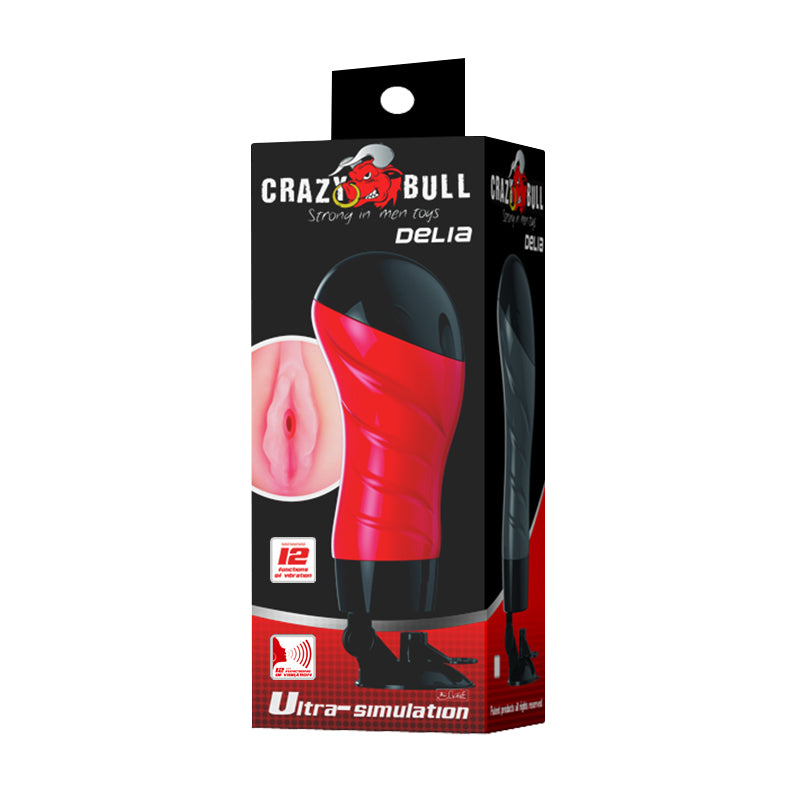 CRAZY BULL DELIA Vibrating Stroker -  Vibrating Vagina Stroker with Suction Base