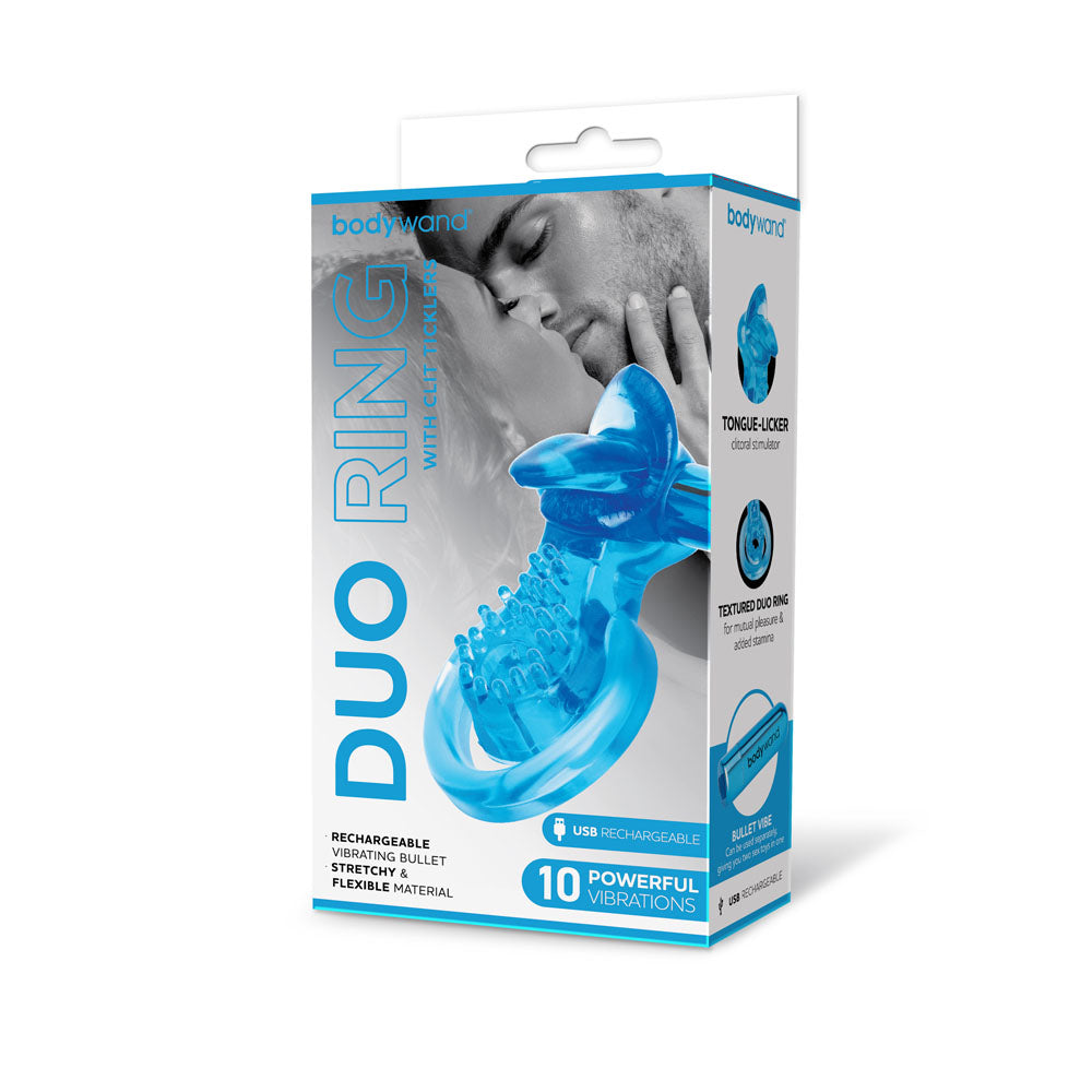 Bodywand Rechargeable Duo Ring with Clit Tickler -  USB Rechargeable Vibrating Cock Ring