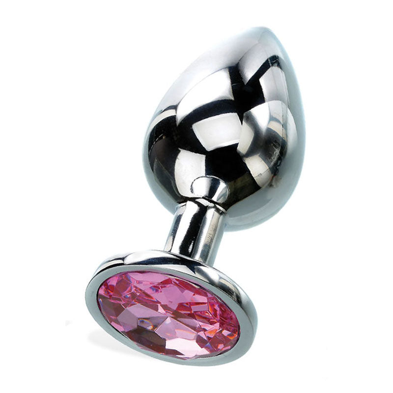 Adam & Eve  Gem Anal Plug - Medium - Silver Medium 8.2 cm Metal Butt Plug with  Gem