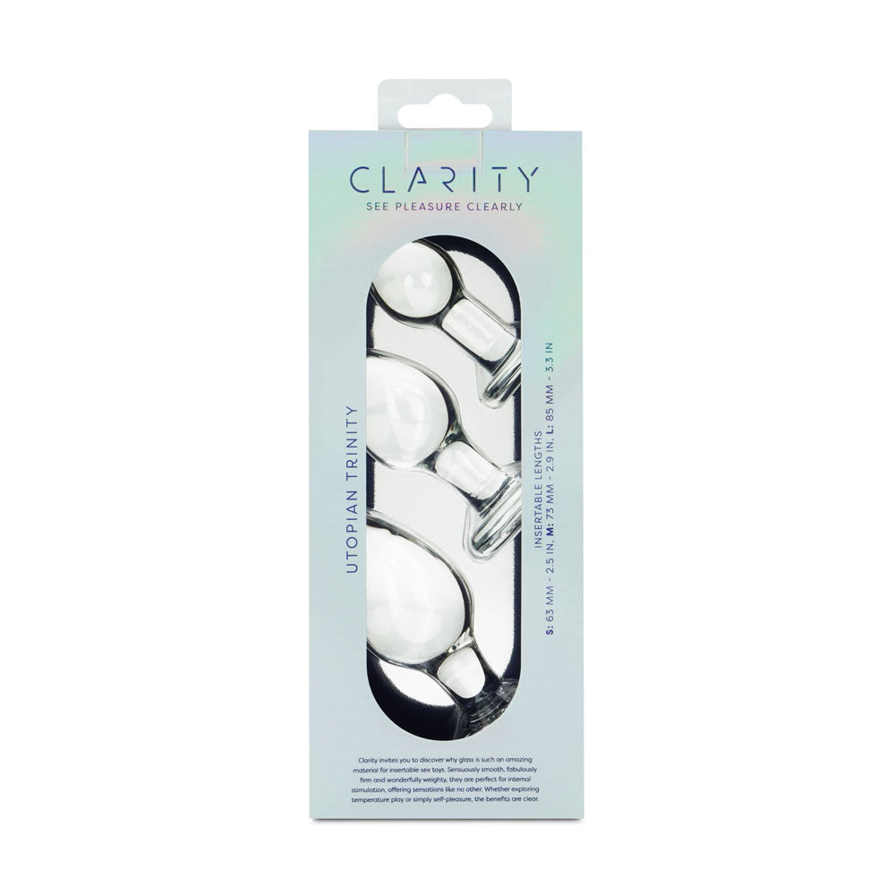 Clarity - Utopian Trinity -  Glass Butt Plugs - Set of 3 Sizes