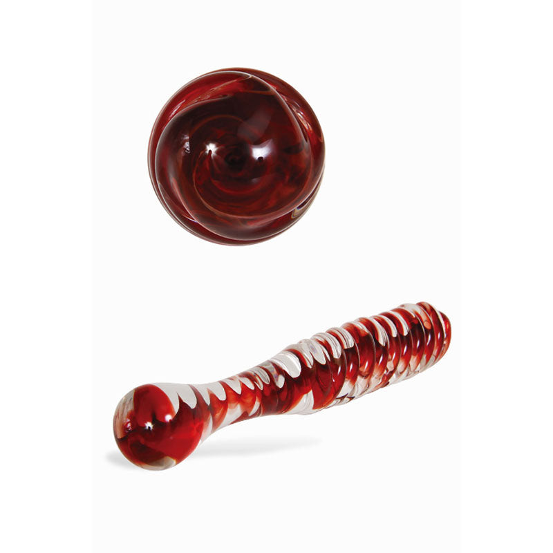 Adam & Eve Sweetheart Swirl Glass Dildo - /Red Glass 22 cm Dildo