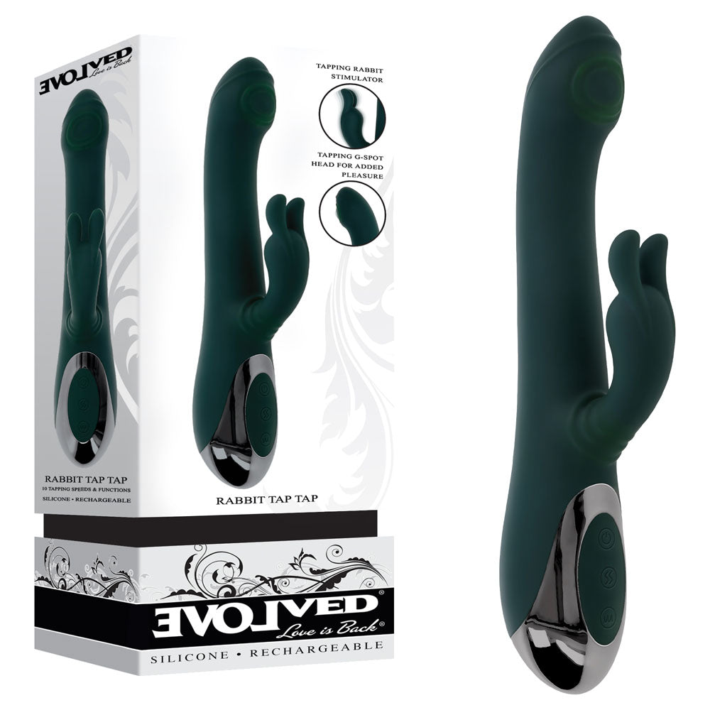 Evolved RABBIT TAP TAP -  25 cm USB Rechargeable Rabbit Vibrator with Tapping Tip