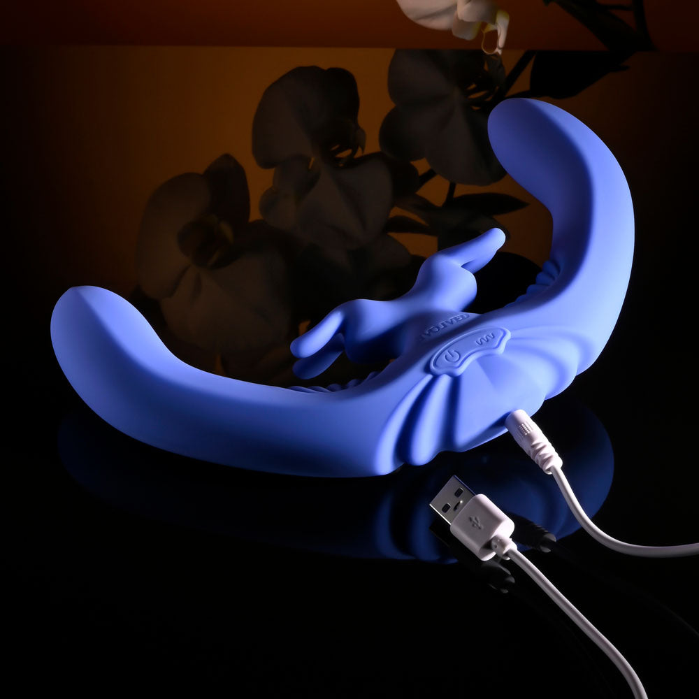 Evolved LOVEBIRDS -  20.8 cm USB Rechargeable Double-Ended Rabbit Vibrator with Remote