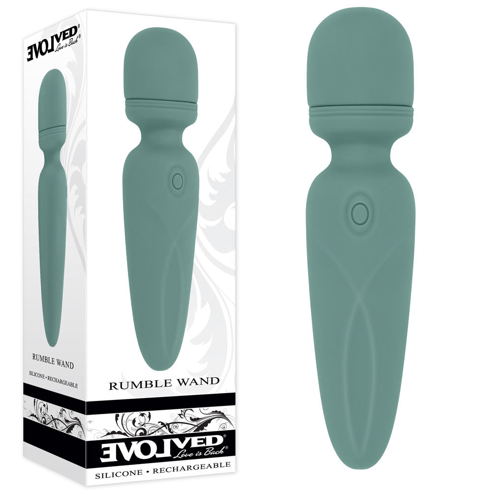 Evolved RUMBLE WAND - Olive  13.4 USB Rechargeable Mini Massage Wand