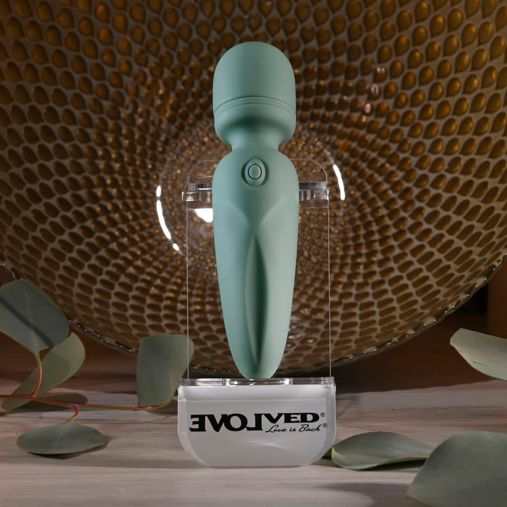 Evolved RUMBLE WAND - Olive  13.4 USB Rechargeable Mini Massage Wand