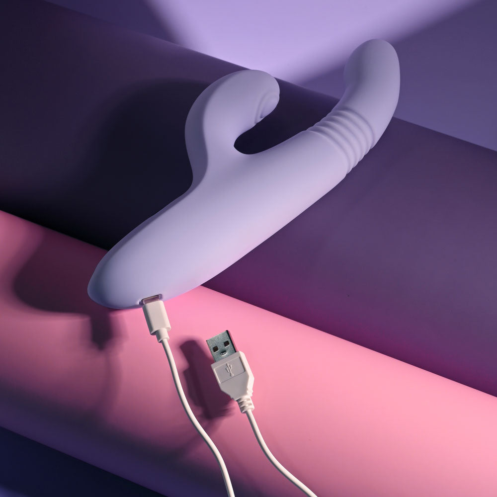 Evolved PEP TALK -  23.3 cm USB Rechargeable Thrusting Vibrator with Tapping Clitoral Stimulator