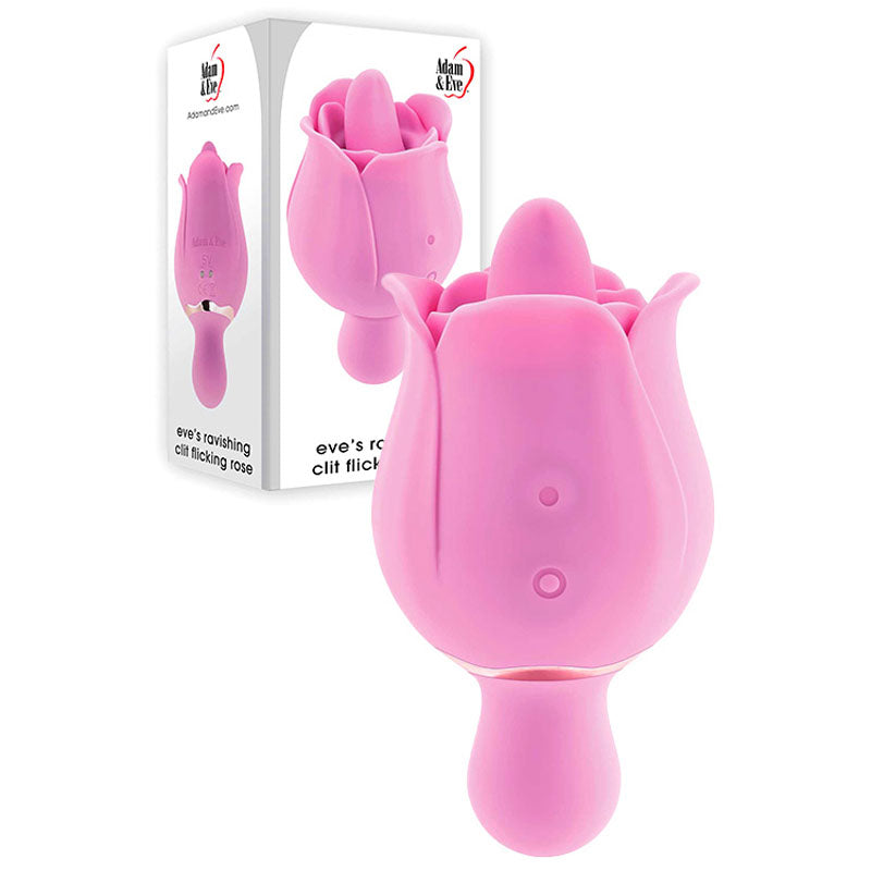 Adam & Eve EVES RAVISHING CLIT FLICKING ROSE -  USB Rechargeable Rose Flicking Stimulator