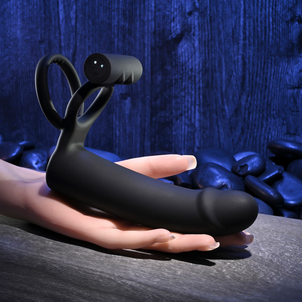 Gender X FULL SWING -  USB Rechargeable Vibrating Cock Ring with Double Penetrator Dildo