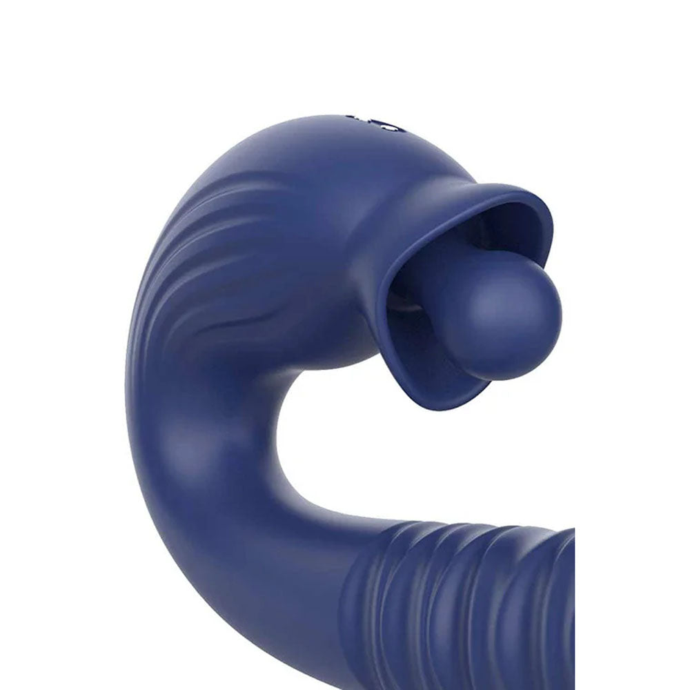 Adam & Eve THE BIG BALLER - Navy  18.8 cm USB Rechargeable Thrusting Rabbit Vibrator
