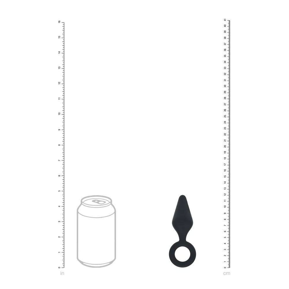 LEVELZ Silicone Anal Plug with Loop - Small - Black - Black Small Butt Plug