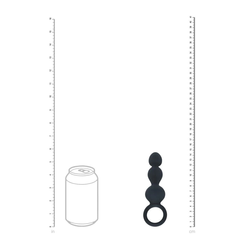 LEVELZ Beaded Silicone Anal Probe with Loop - Black 15.3 cm Beaded Anal Plug