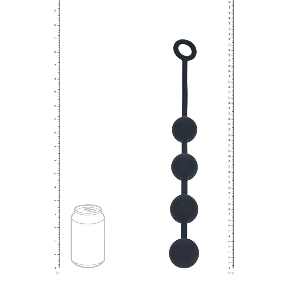 LEVELZ Round Silicone Anal Balls - L - 40mm - Black 40.5 cm Large Anal Beads