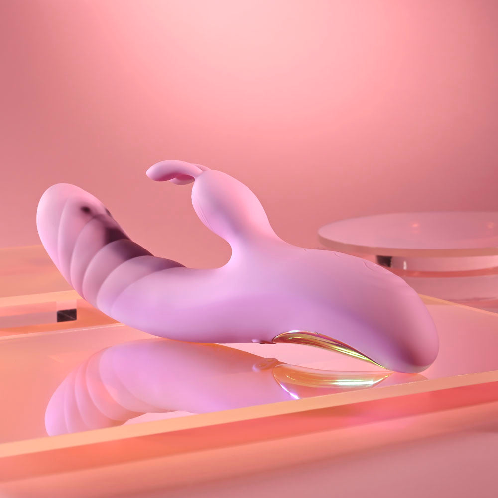 Playboy Pleasure RUB ME RIGHT - Pink 23.2 cm USB Rechargeable Thrusting Rabbit Vibrator