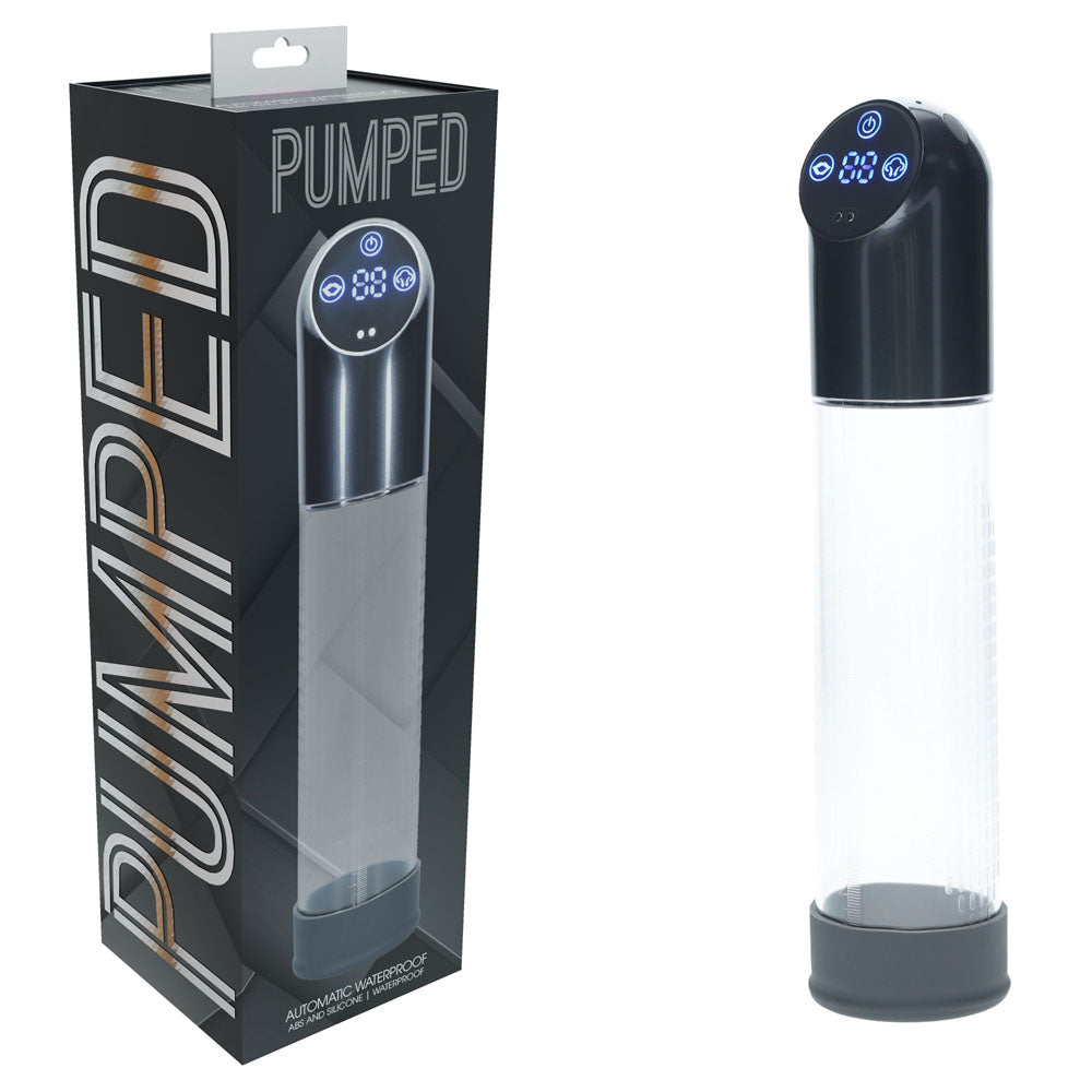 PUMPED Automatic Waterproof Pump - Gun Metal - Gunmetal/Clear USB Rechargeable Automatic Penis Pump
