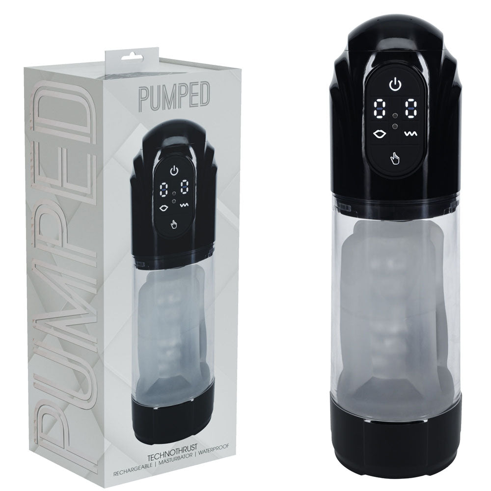 PUMPED TechnoThrust Auto Masturbator - /Clear USB Rechargeable Auto Maturbator