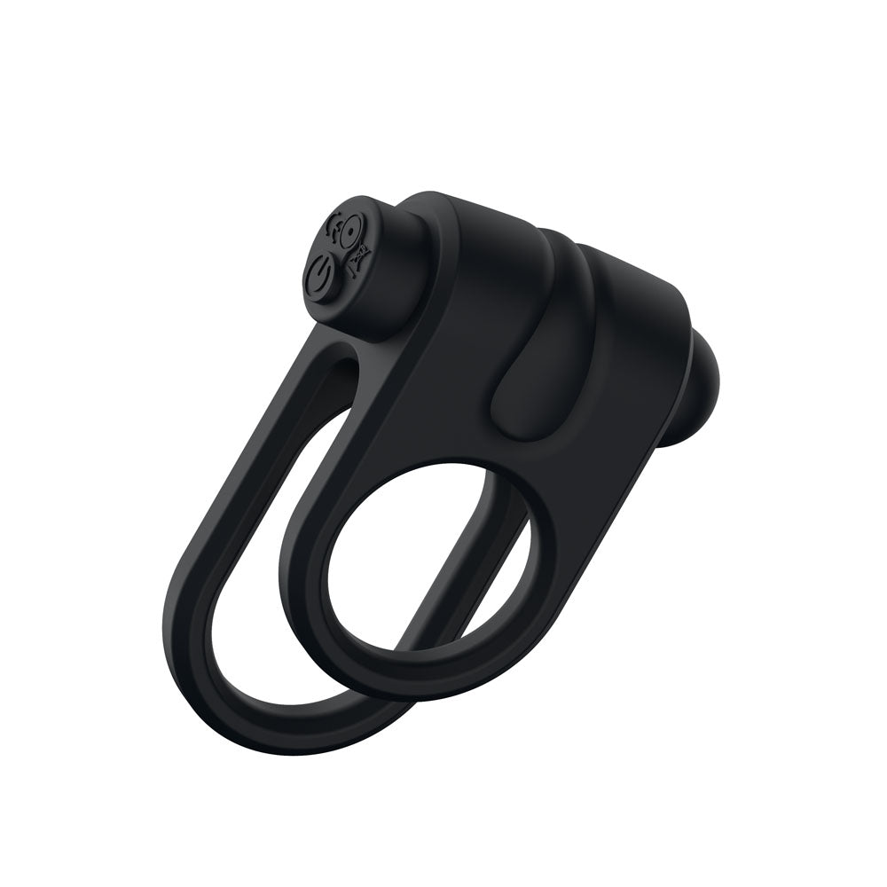 Passion Play Silicone Vibrating Dual Cockring -  USB Rechargeable Cock & Balls Ring