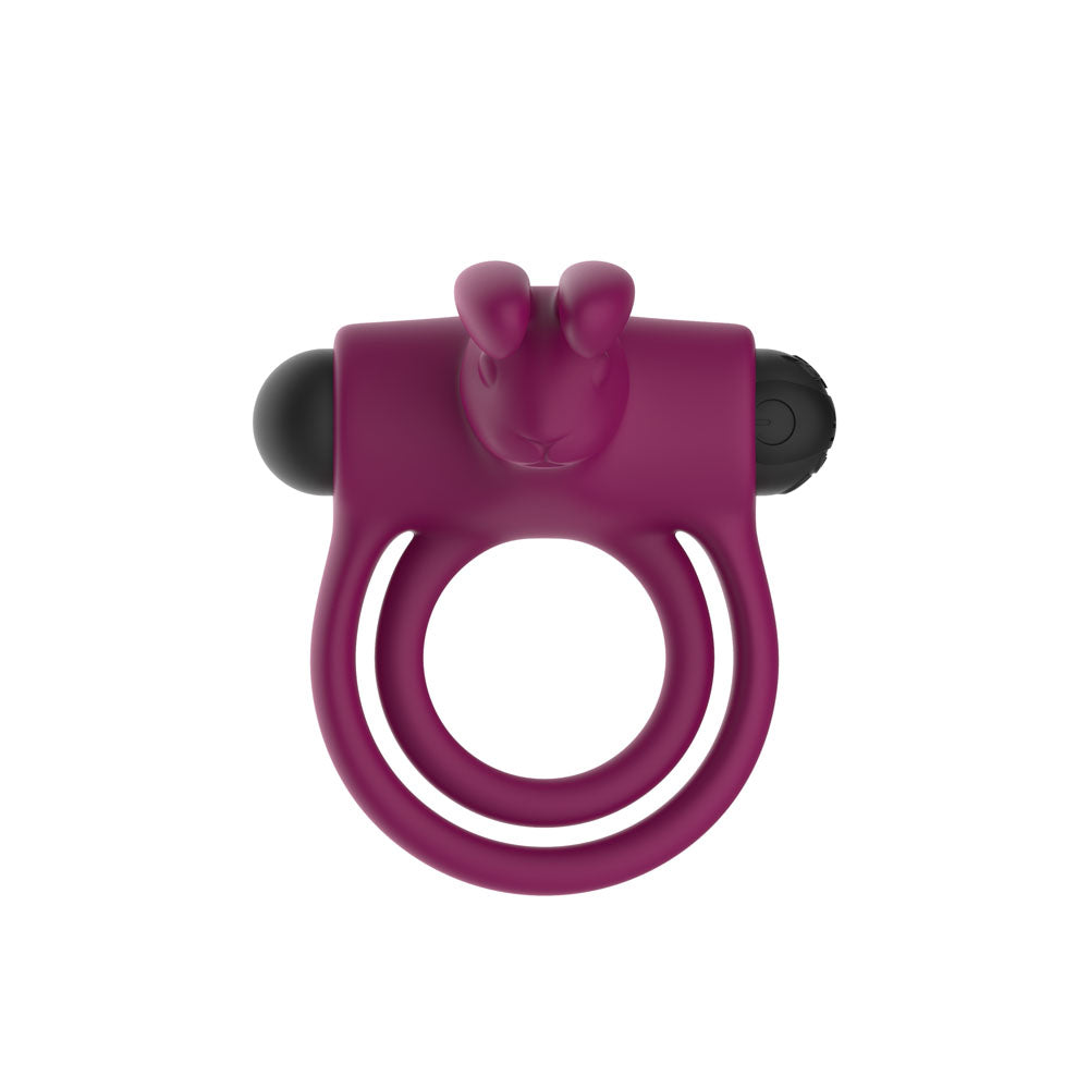 Passion Play Silicone Rabbit Vibrating Cockring -  USB Rechargeable Vibrating Penis and Balls Ring