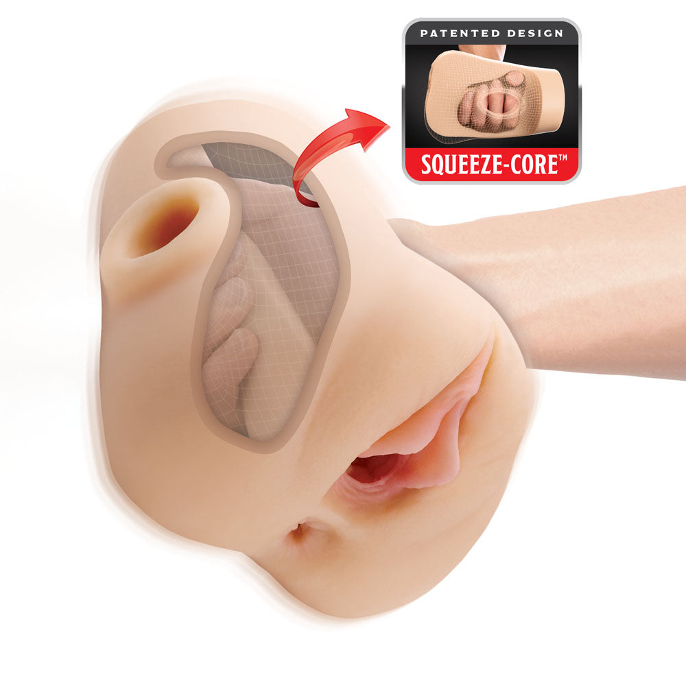 PDX Plus Double Pounder Vibrating Squeeze Stroker -  -  USB Rechargeable Vibrating Vagina Stroker
