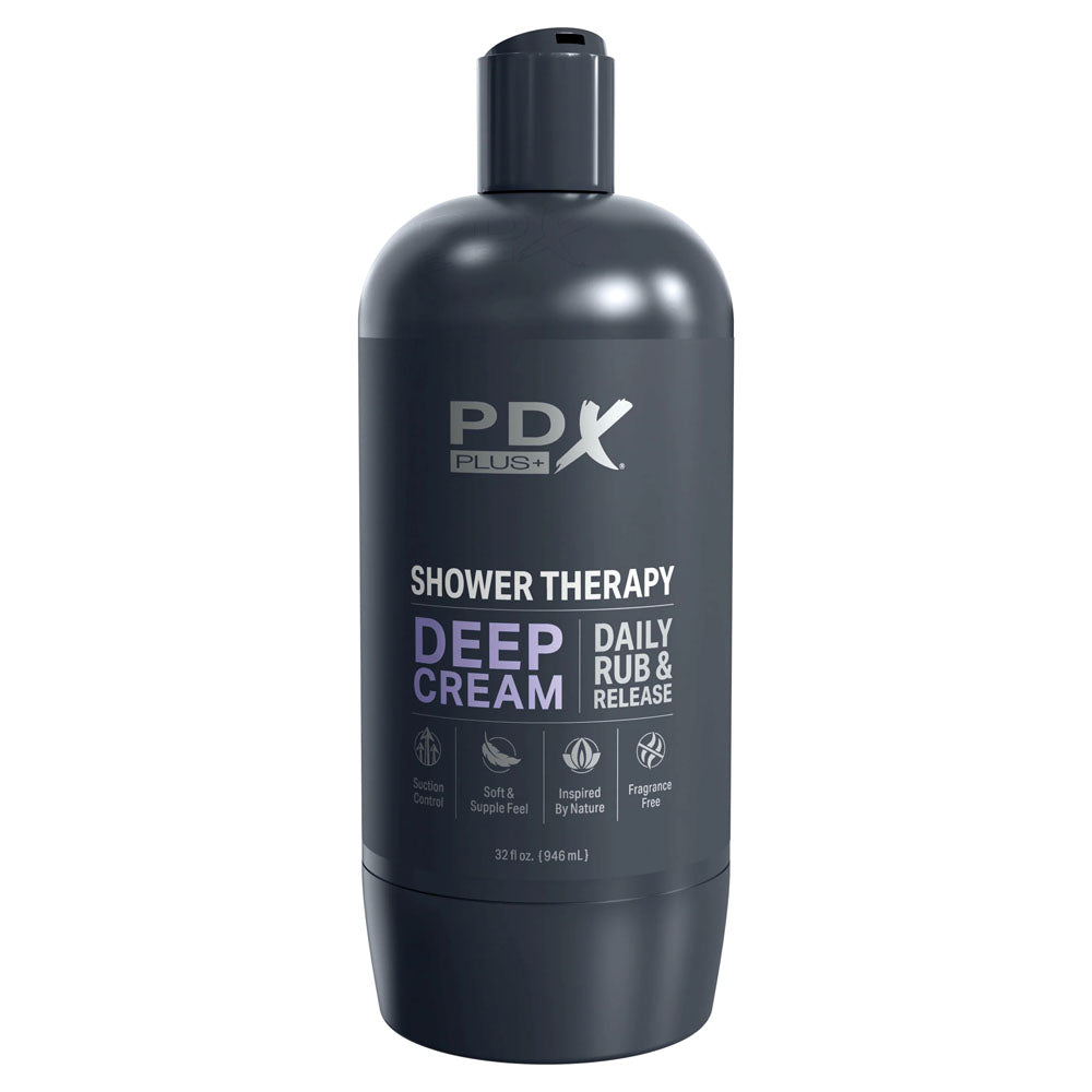 PDX Plus Shower Therapy - Deep Cream - Frosted -  Discreet Stroker with Suction Base