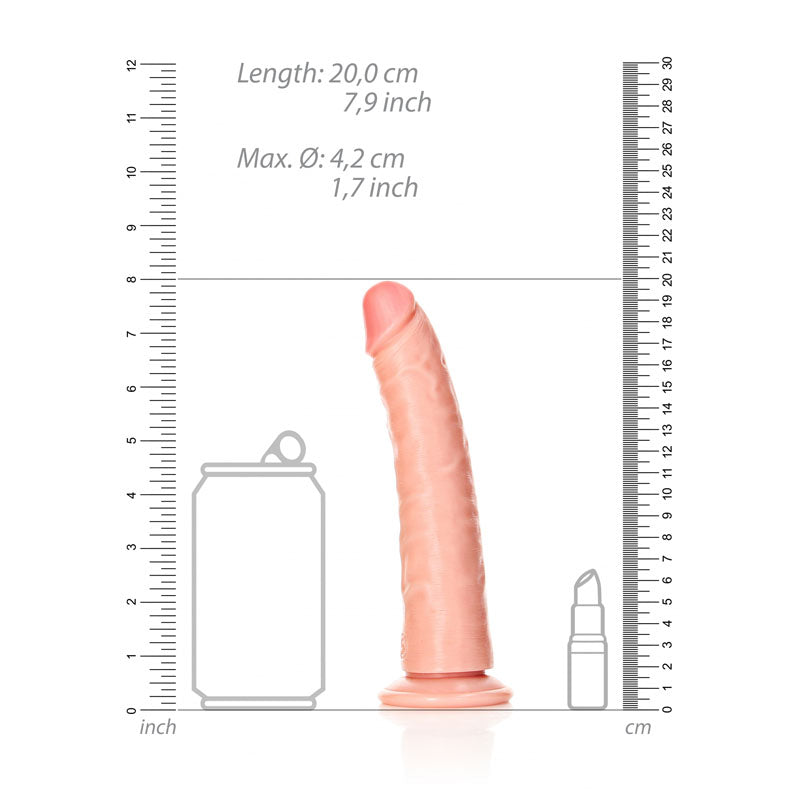 REALROCK Realistic Slim Dildo with Suction Cup - 18cm -  18 cm (7'') Dong