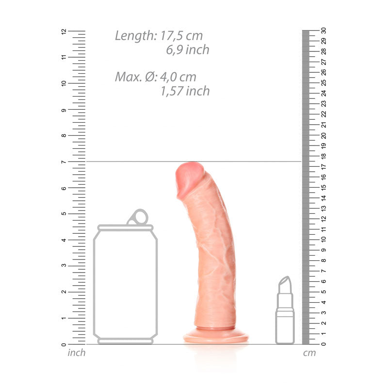 REALROCK Realistic Regular Curved Dildo with Suction Cup - 15.5 cm -  15.5 cm (6'') Dong