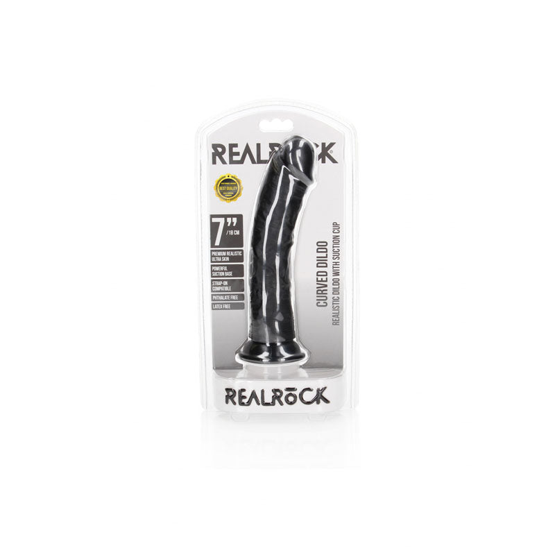 REALROCK Realistic Regular Curved Dildo with Suction Cup - 18 cm -  18 cm (7'') Dong