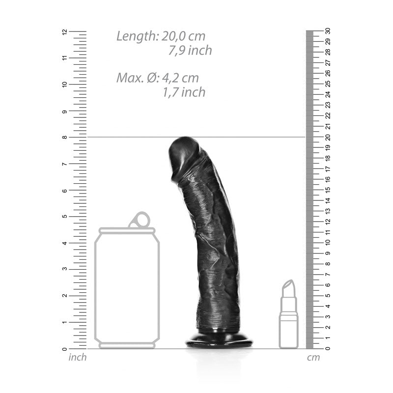 REALROCK Realistic Regular Curved Dildo with Suction Cup - 18 cm -  18 cm (7'') Dong
