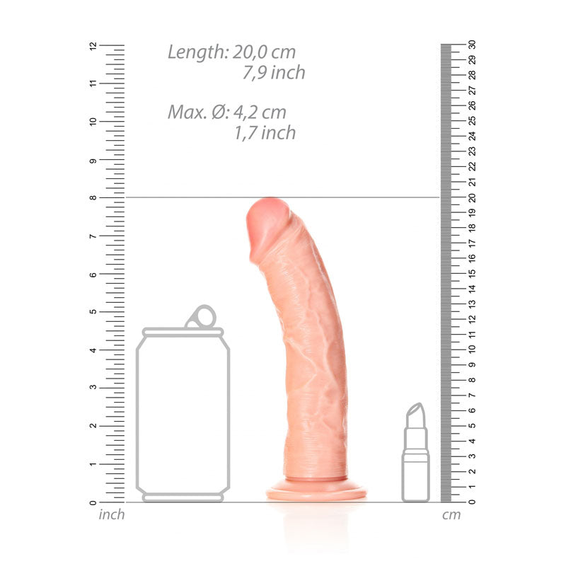 REALROCK Realistic Regular Curved Dildo with Suction Cup - 18 cm -  18 cm (7'') Dong