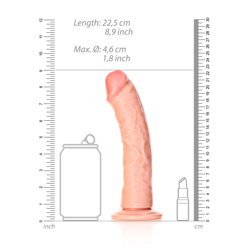 REALROCK Realistic Regular Curved Dildo with Suction Cup - 20 cm -  20 cm (8'') Dong
