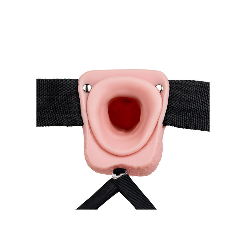 REALROCK Vibrating Hollow Strapon + Balls - 23cm  -  23 cm Vibrating Hollow Strap-On