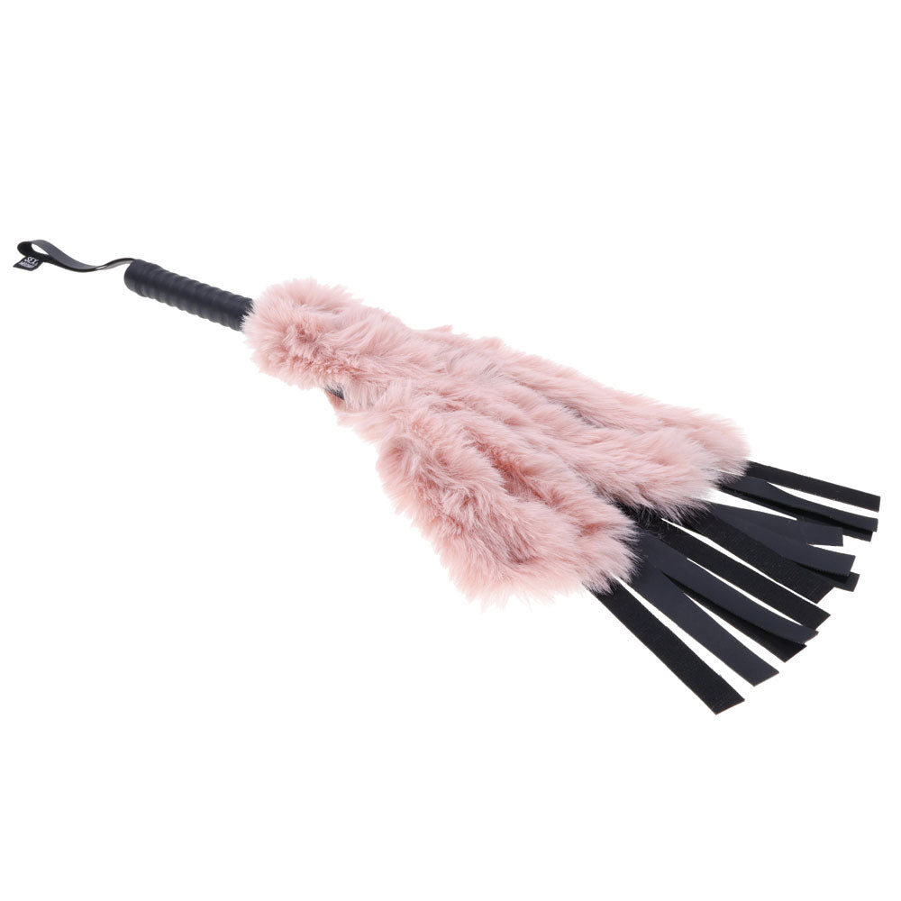 Sex & Mischief Brat Faux Fur Flogger -  50 cm Whip with Pink Faux Feather