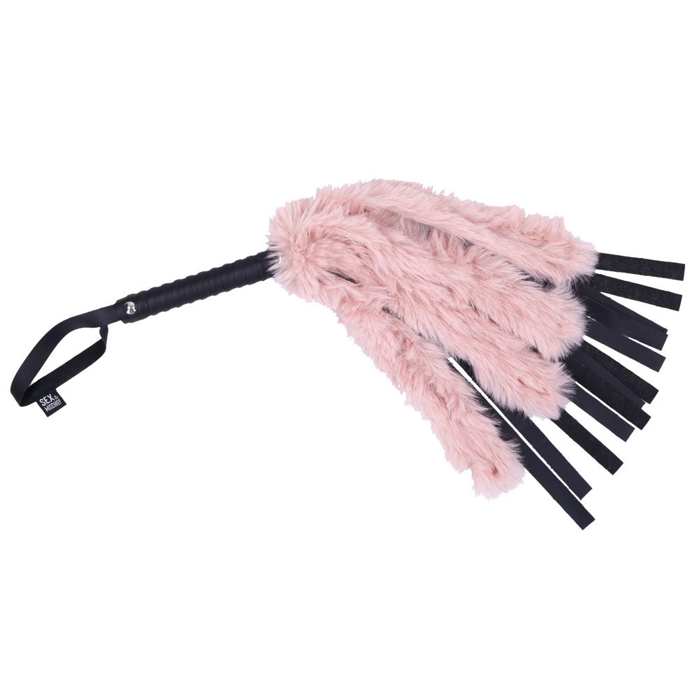 Sex & Mischief Brat Faux Fur Flogger -  50 cm Whip with Pink Faux Feather