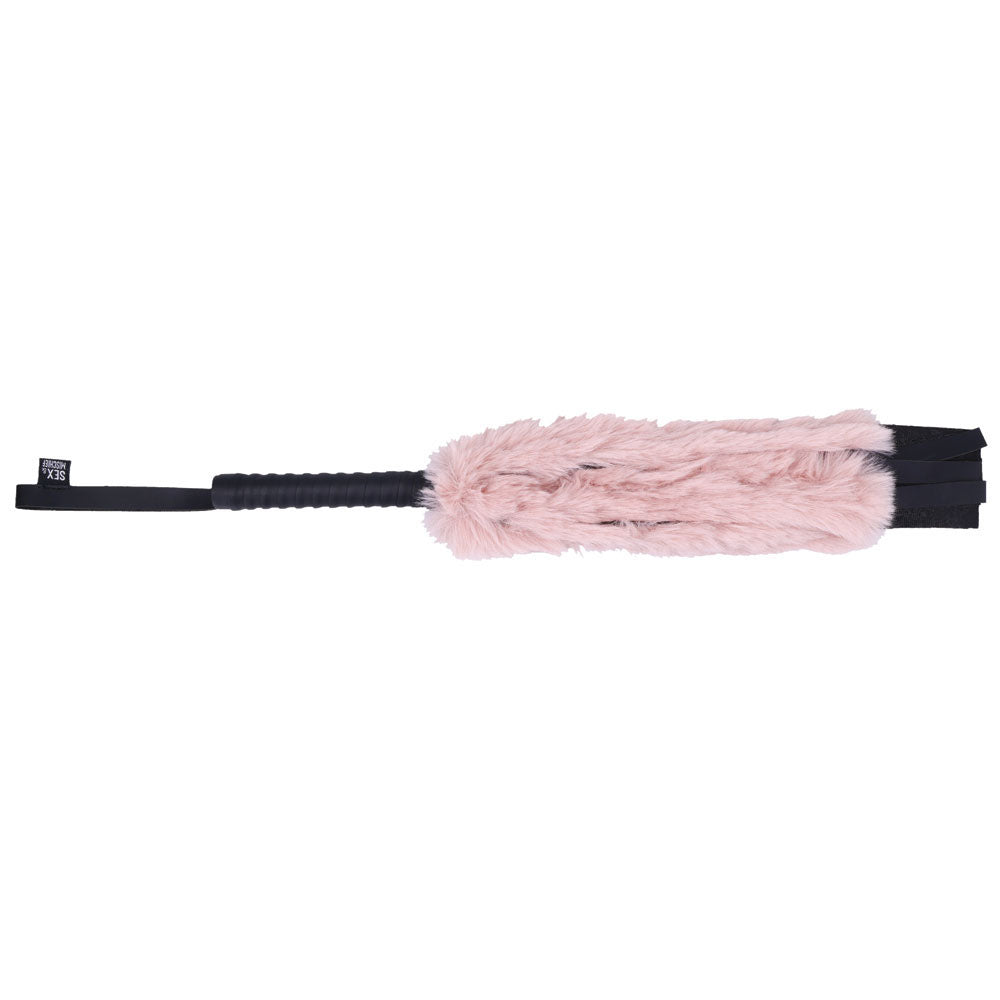 Sex & Mischief Brat Faux Fur Flogger -  50 cm Whip with Pink Faux Feather