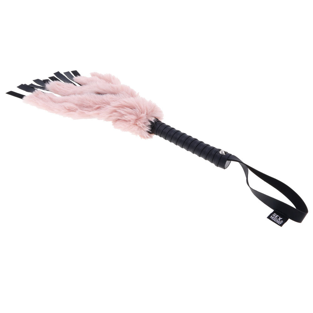 Sex & Mischief Brat Faux Fur Flogger -  50 cm Whip with Pink Faux Feather