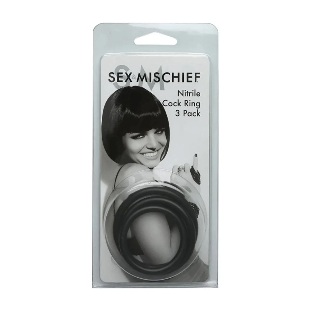 Sex & Mischief Nitrile Cock Ring 3 Pack -  Cock Rings - Set of 3 Sizes