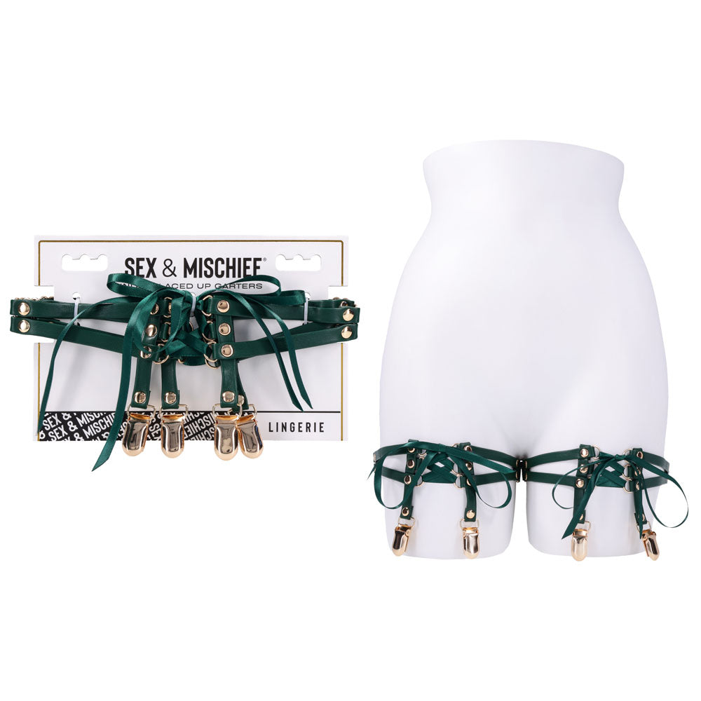 Sex & Mischief Indica Laced Up Garters - /Gold Garters - Set of 2