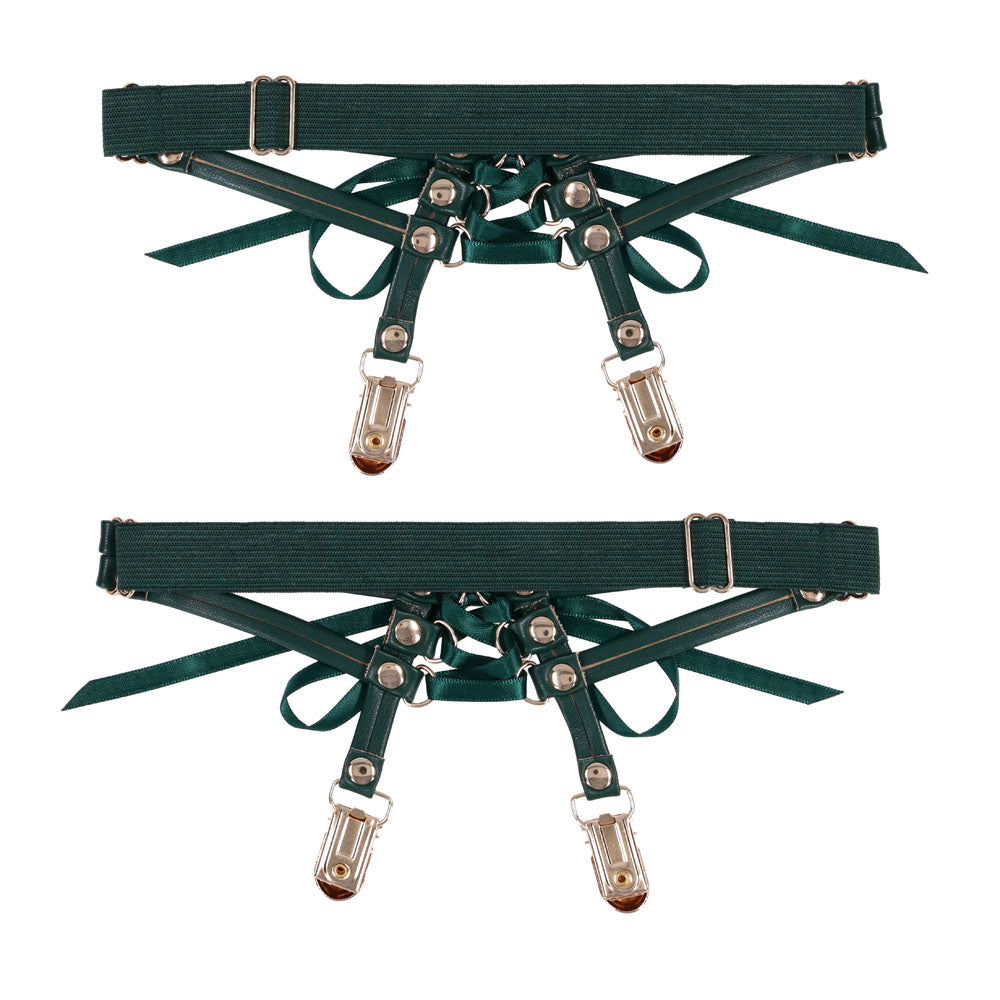 Sex & Mischief Indica Laced Up Garters - /Gold Garters - Set of 2