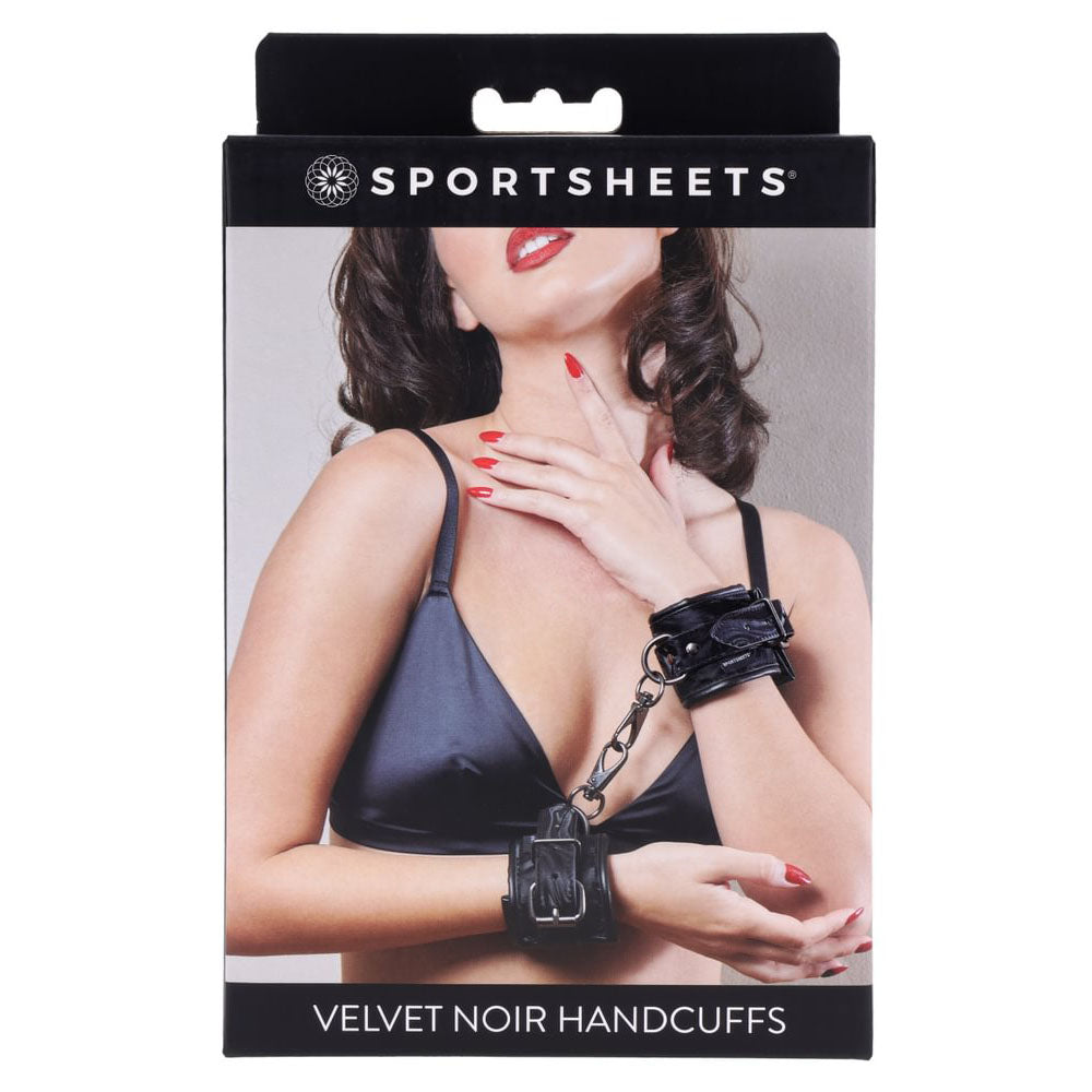 SPORTSHEETS Velvet Noir Handcuffs -  Adjustable Cuff Restraints