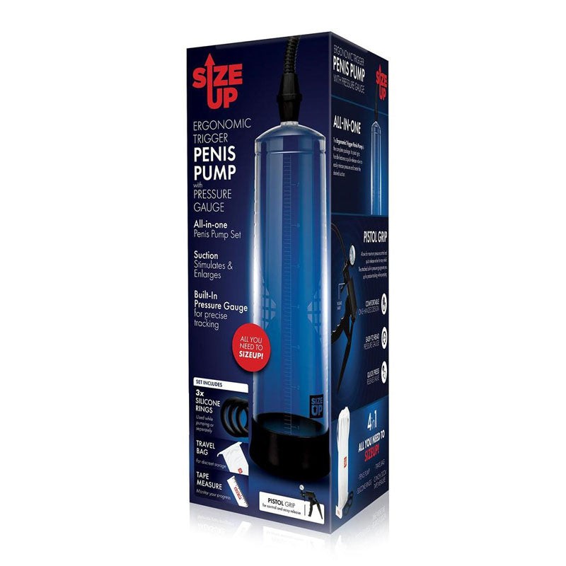 Size Up Ergonomic Trigger Penis Pump with Pressure Gauge -  Penis Pump