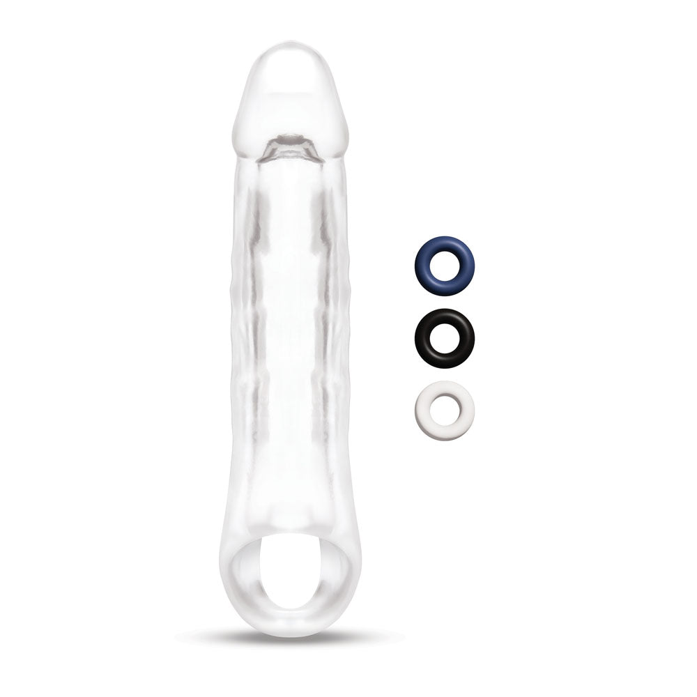 Size Up 2 Inch See-Thru Penis Extender with Ball Loop -  5 cm (2'') Penis Extension Sleeve