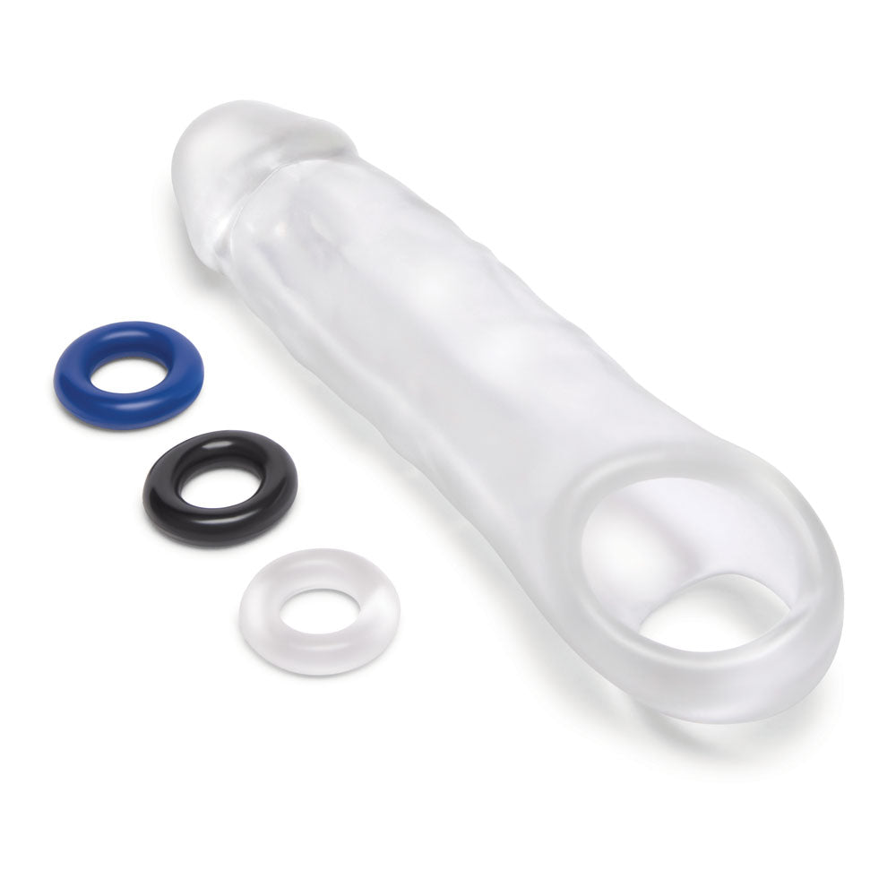 Size Up 2 Inch See-Thru Penis Extender with Ball Loop -  5 cm (2'') Penis Extension Sleeve
