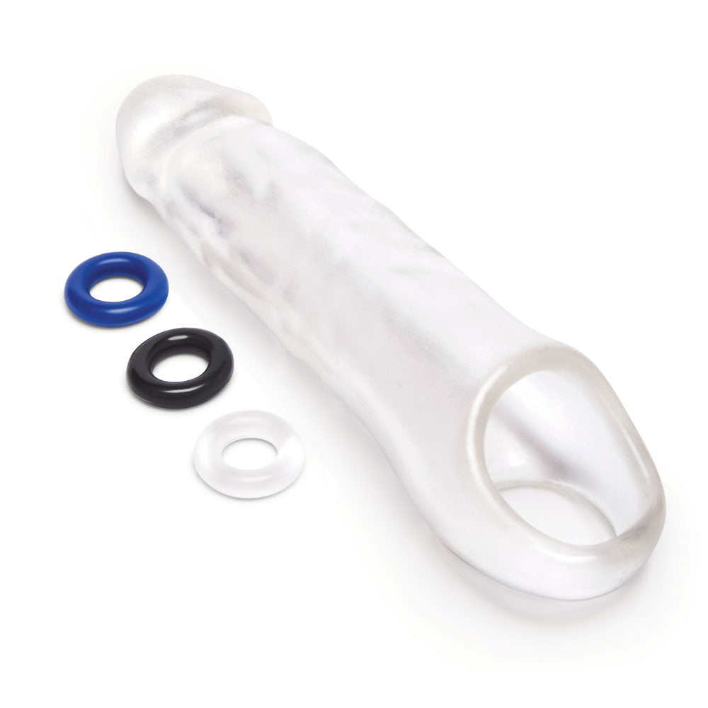 Size Up 3 Inch See-Thru Penis Extender with Ball Loop -  7.6 cm (3'') Penis Extension Sleeve
